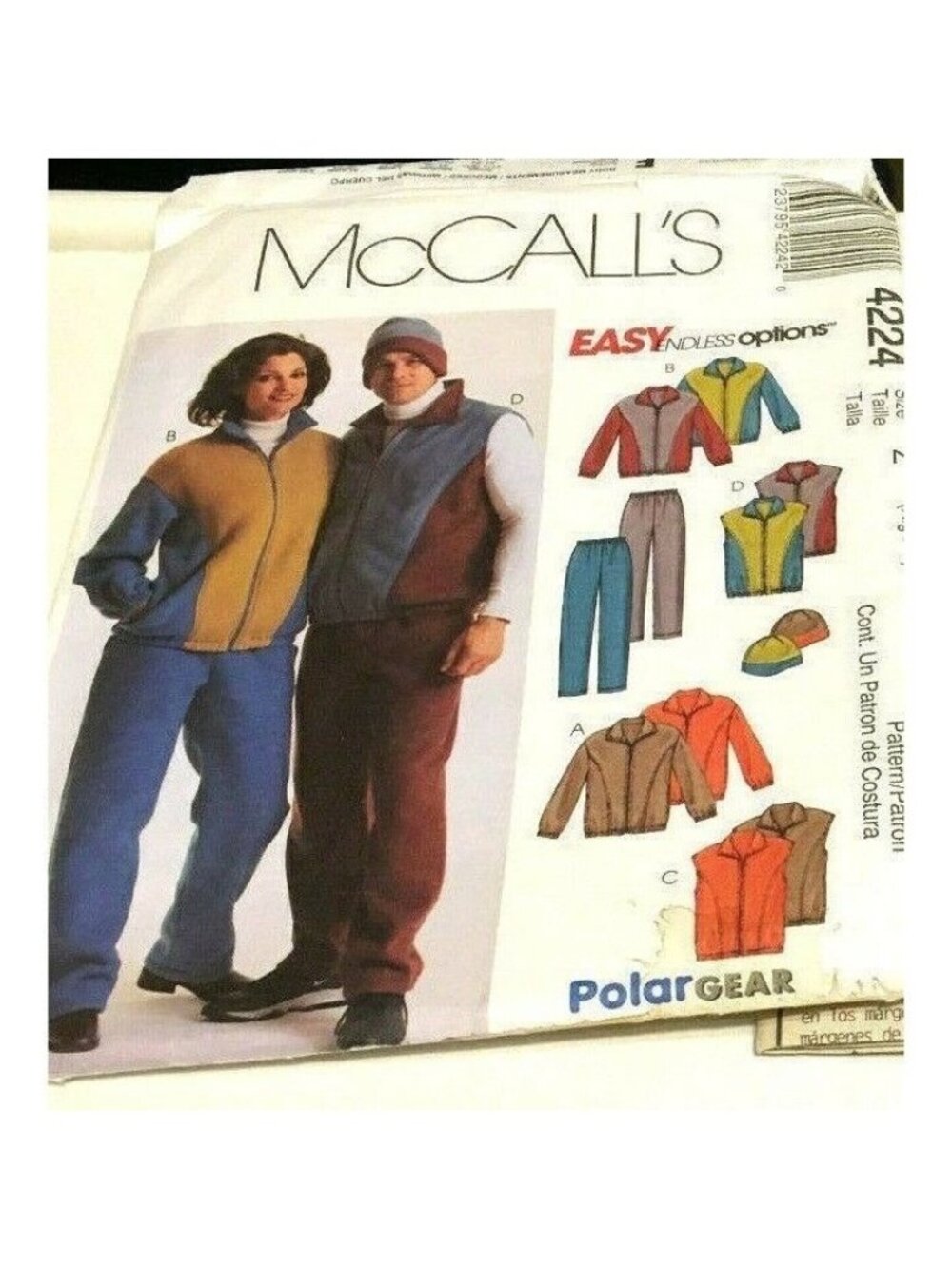 VTG Sew Pattern McCalls 4224 Miss Mens Teen Boys Jackets Vest Pants Hat XLG-XXL